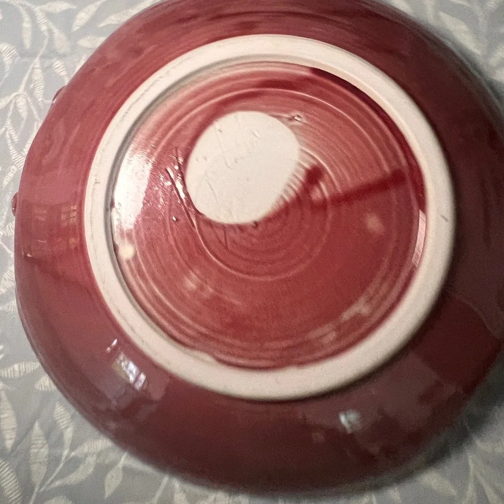 Handmade‎ Studio Pottery Red Glazed Serving Platter with Handles Blue Drip 12